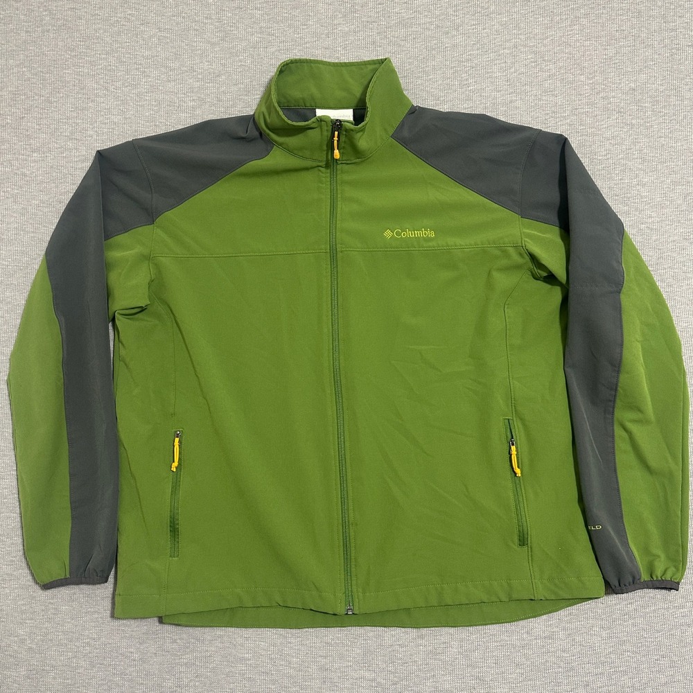 Columbia WM6000 Colorblock Softshell Full Zip Jacket Mens Green Grey XL